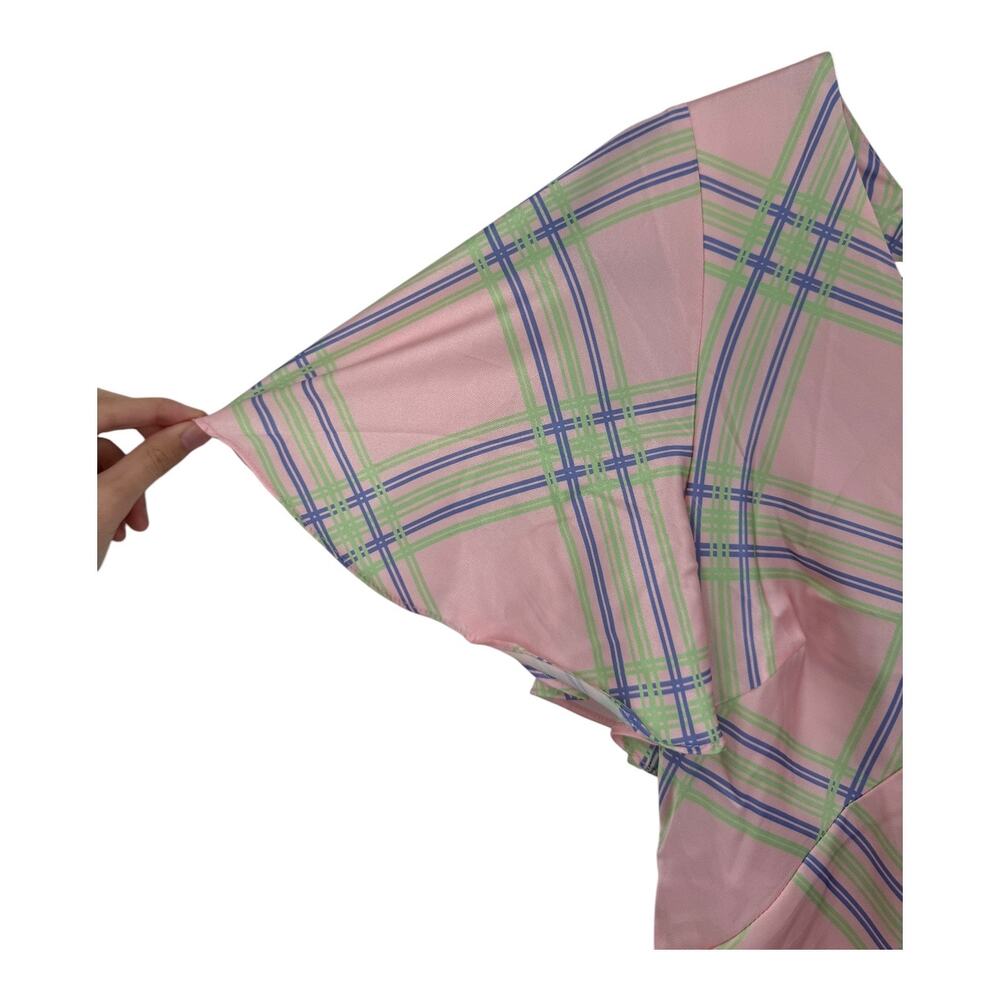 Petal & Pup Jess Midi plaid dress pink size Medium M - Picture 4 of 8